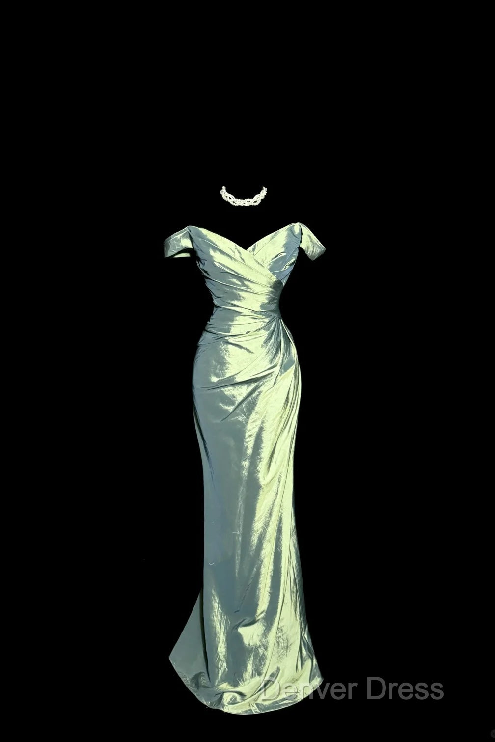 Vintage Mermaid Off The Shoulder Green Long Prom Gown Fairy Prom Dresses