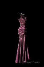 Vintage Mermaid One Shoulder Sleeveless Long Prom Gowns Fairy Prom Dresses
