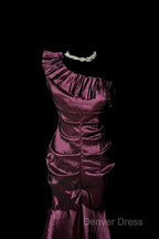 Vintage Mermaid One Shoulder Sleeveless Long Prom Gown Fairy Prom Dresses