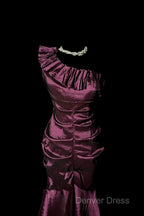 Vintage Mermaid One Shoulder Sleeveless Long Prom Gowns Fairy Prom Dresses