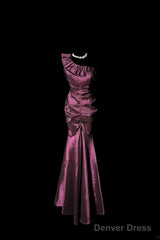 Vintage Mermaid One Shoulder Sleeveless Long Prom Gown Fairy Prom Dresses