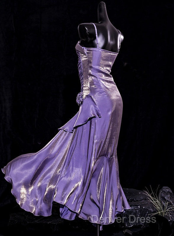 Vintage Mermaid Spaghetti Straps Long Lilac Prom Dresses Birthday Outfits Secondary image