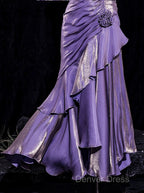 Vintage Mermaid Spaghetti Straps Long Lilac Prom Dresses Birthday Outfits