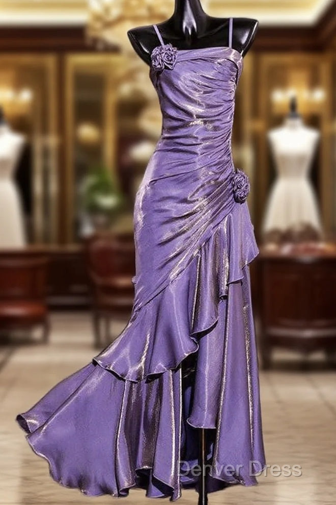 Vintage Mermaid Spaghetti Straps Long Lilac Prom Dresses Birthday Outfits Main image