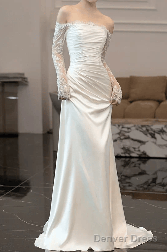 Vintage Mermaid Strapless Long Sleeves White Wedding Dresses Main image