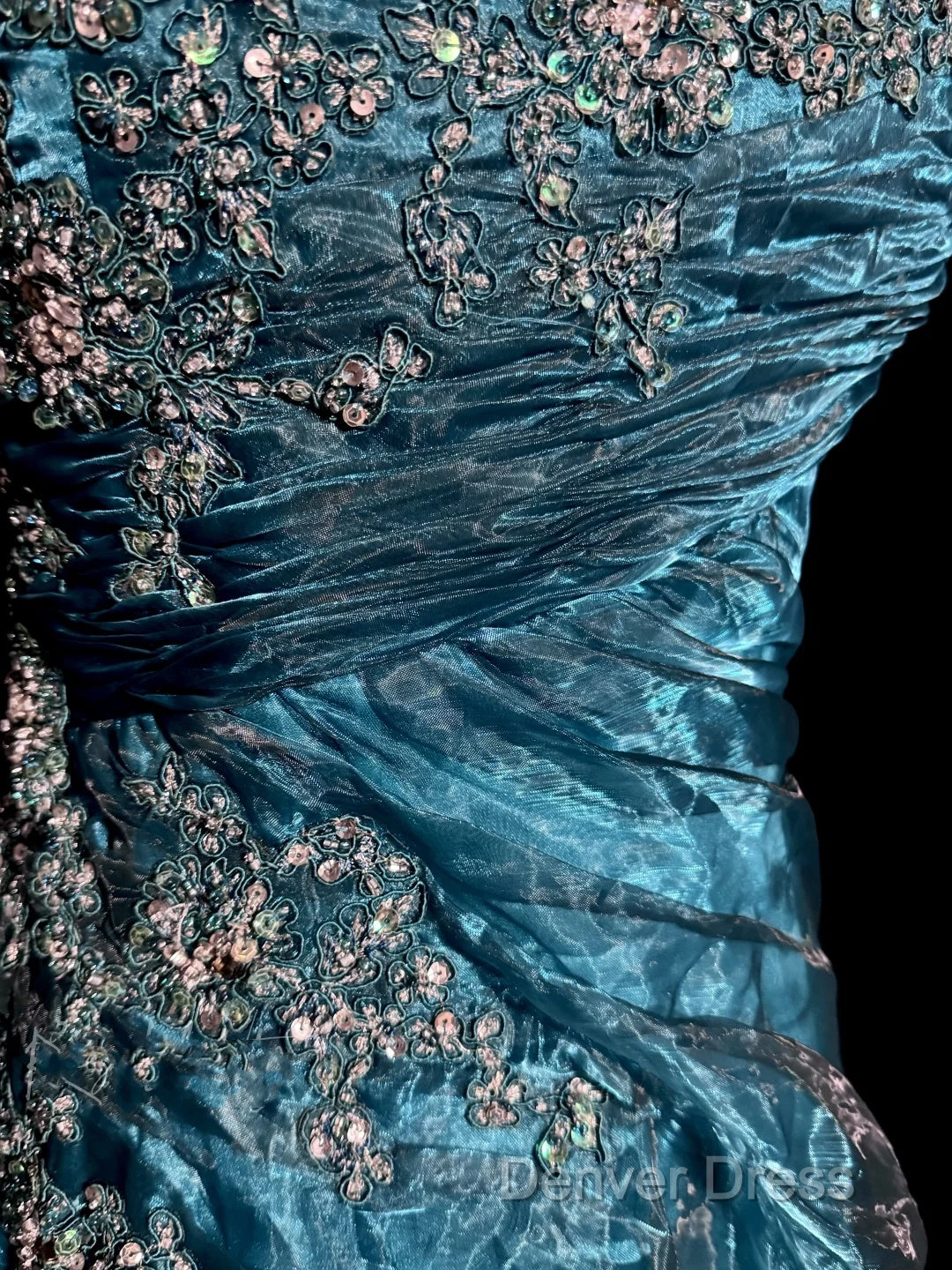 Vintage Mermaid Strapless Tulle Blue Long Prom Gown Fairy Prom Dresses Secondary image