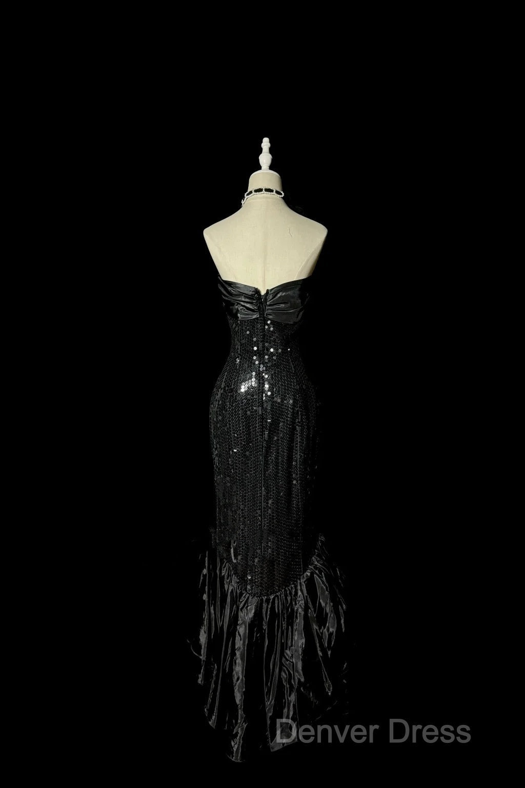 Vintage Mermaid Sweetheart Black Sequin Long Prom Gowns Fairy Prom Dresses Secondary image
