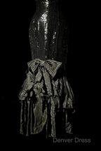 Vintage Mermaid Sweetheart Black Sequin Long Prom Gown Fairy Prom Dresses