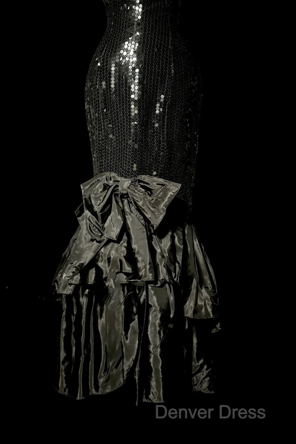 Vintage Mermaid Sweetheart Black Sequin Long Prom Gowns Fairy Prom Dresses