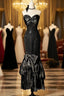 Vintage Mermaid Sweetheart Black Sequin Long Prom Gowns Fairy Prom Dresses