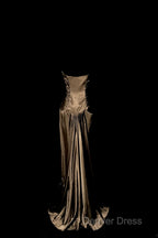 Vintage Mermaid Sweetheart Brown Long Prom Gown Fairy Prom Dresses