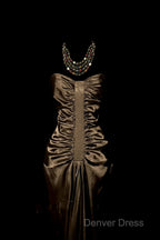 Vintage Mermaid Sweetheart Brown Long Prom Gown Fairy Prom Dresses