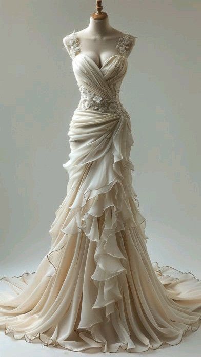 Vintage Mermaid Sweetheart Chiffon Lace Long Wedding Dresses Main image
