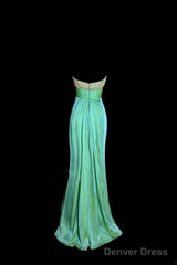 Vintage Mermaid Sweetheart Green Long Prom Gown Fairy Prom Dresses