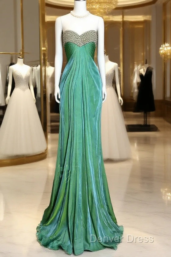 Vintage Mermaid Sweetheart Green Long Prom Gowns Fairy Prom Dresses Main image