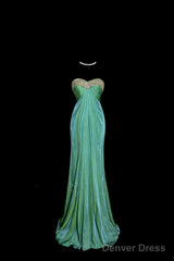 Vintage Mermaid Sweetheart Green Long Prom Gown Fairy Prom Dresses