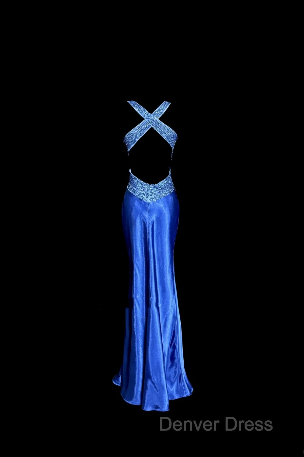 Vintage Mermaid Sweetheart Neckline Royal Blue Satin Backless Prom Gowns Fairy Prom Dresses Secondary image
