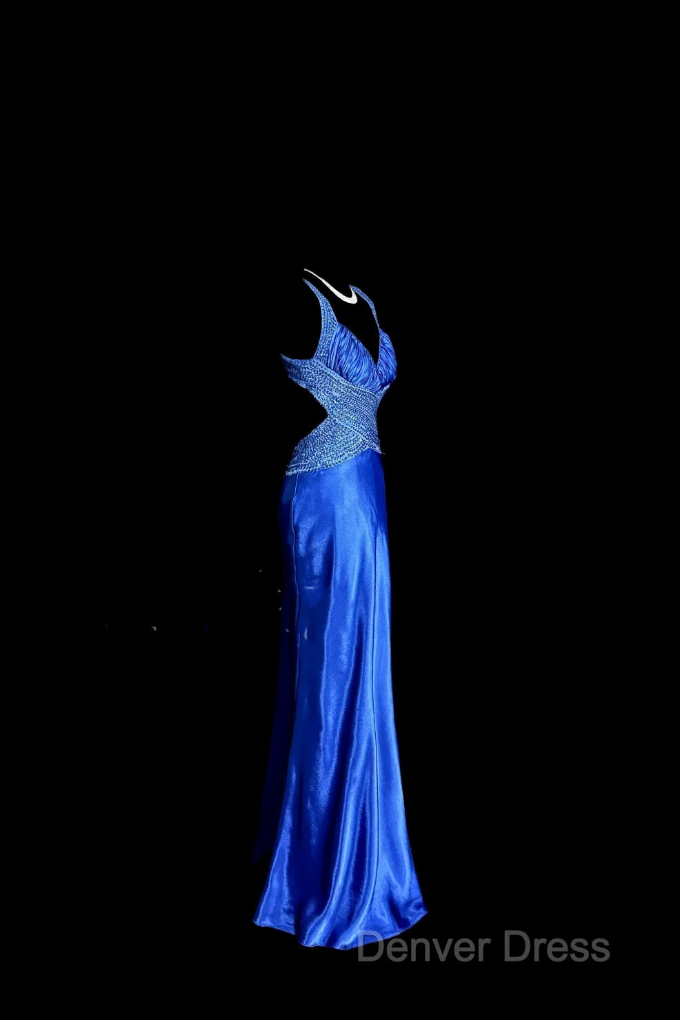 Vintage Mermaid Sweetheart Neckline Royal Blue Satin Backless Prom Gowns Fairy Prom Dresses