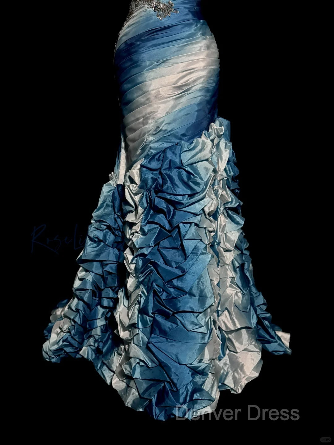 Vintage Mermaid Sweetheart Sleeveless Long Blue Prom Gown Fairy Prom Dresses