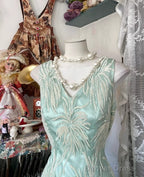 Vintage Mermaid V Neck Satin Tulle Long Prom Dresses