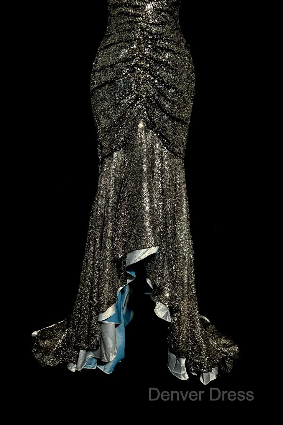 Vintage Mermaid V Neckline Gray Sequin Long Prom Gowns Fairy Prom Dresses