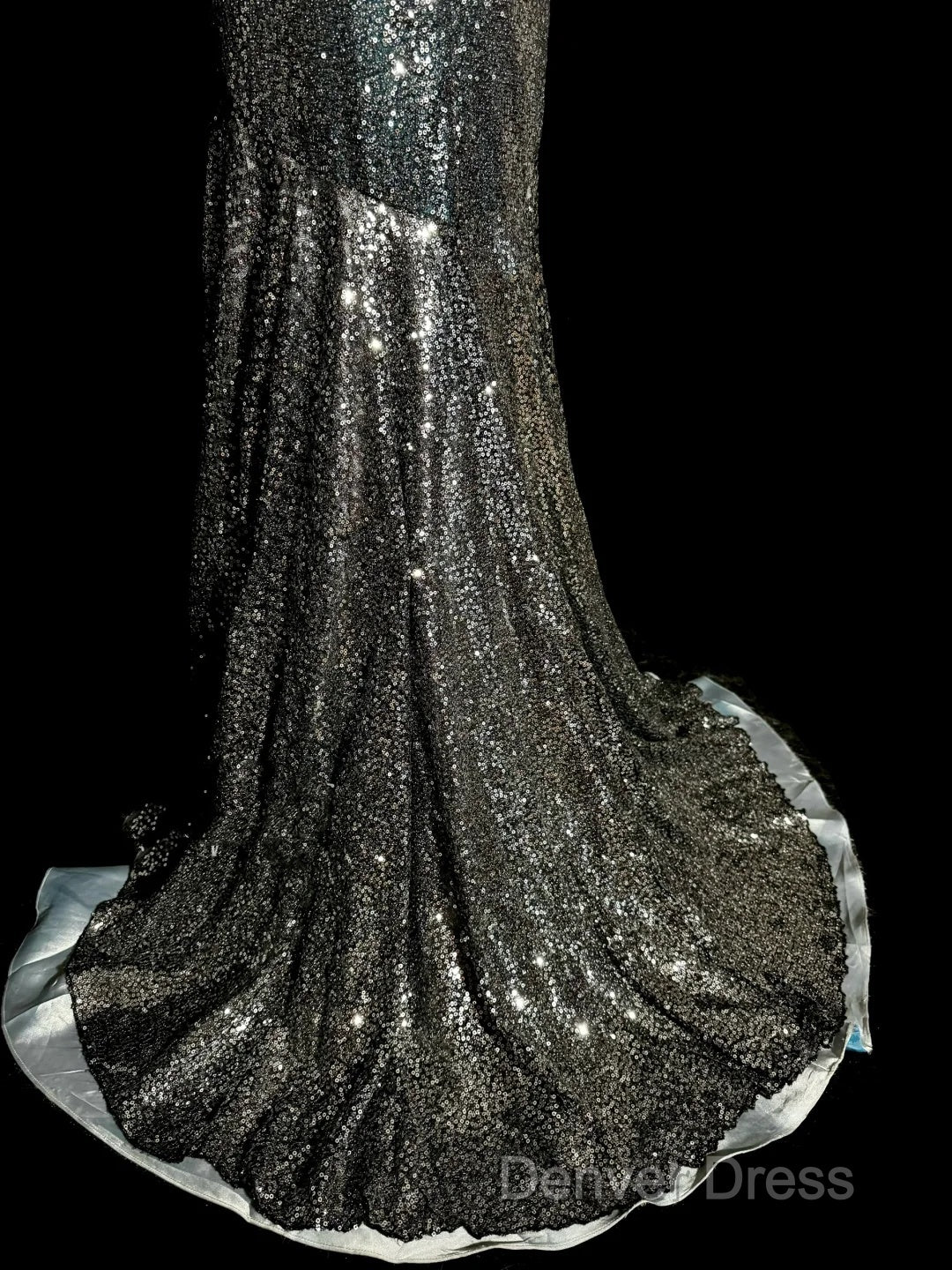 Vintage Mermaid V Neckline Gray Sequin Long Prom Gowns Fairy Prom Dresses