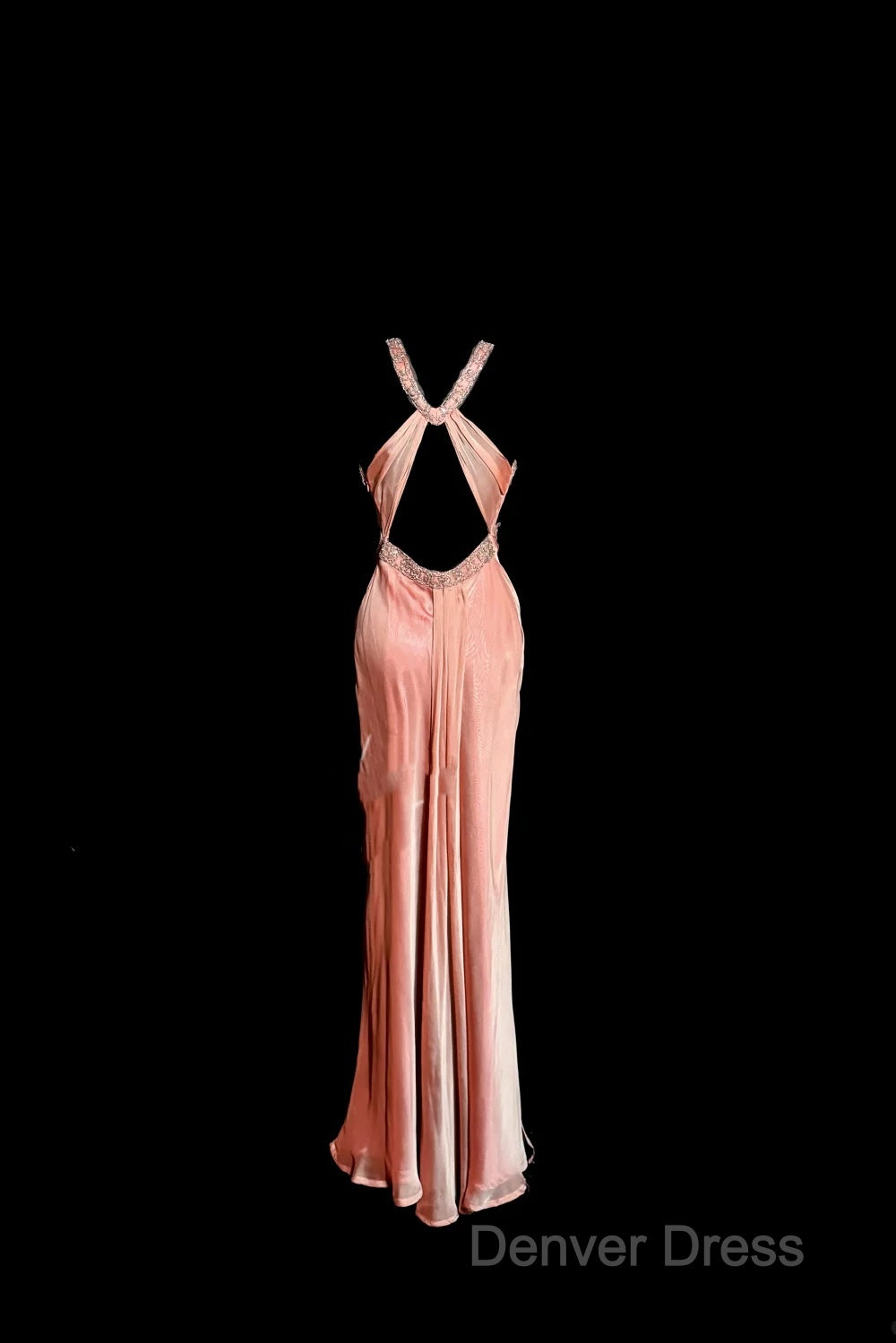 Vintage Mermaid V Neckline Pink Backless Long Prom Gowns Fairy Prom Dresses Secondary image