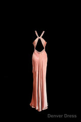 Vintage Mermaid V Neckline Pink Backless Long Prom Gown Fairy Prom Dresses