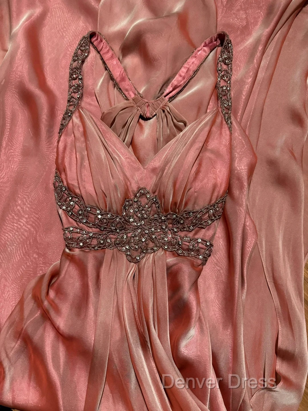 Vintage Mermaid V Neckline Pink Backless Long Prom Gowns Fairy Prom Dresses