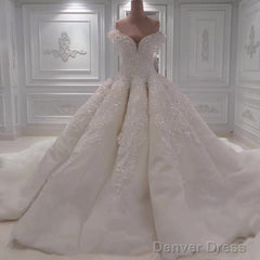 Vintage Off The Shoulder Ball Gowns Couture Wedding Dresses Lace Appliques