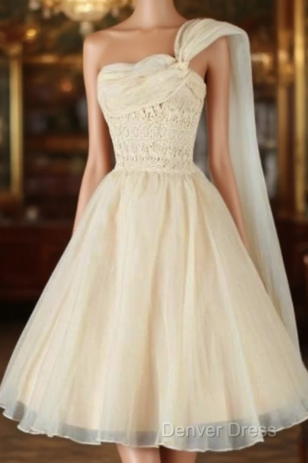 Vintage One Shoulder Organza Homecoming Dresses Main image