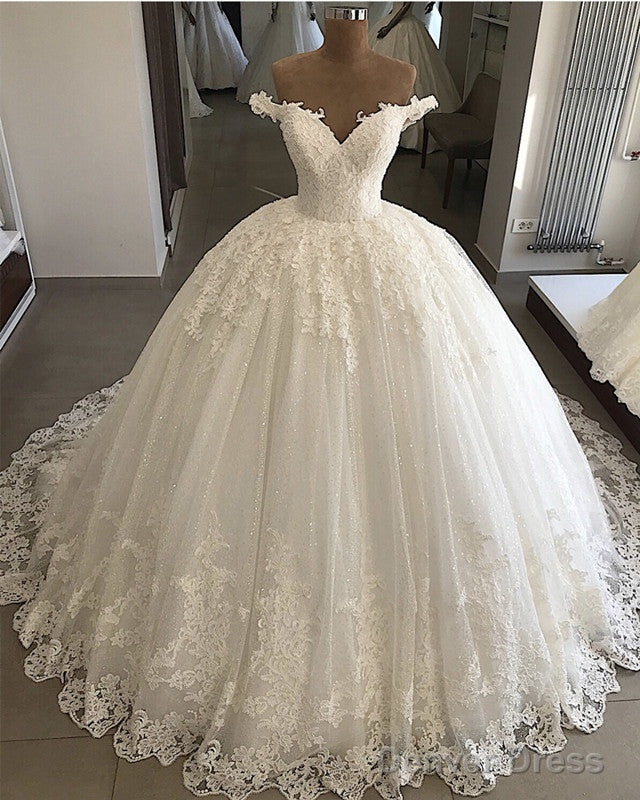Vintage Pearl Beaded Tulle BallGowns Wedding Dresses Lace Edge Main image