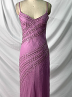 Vintage Pink Mermaid V-Neck Beaded Chiffon Long Prom Dresses Evening Dresses