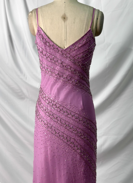 Vintage Pink Mermaid V-Neck Beaded Chiffon Long Prom Dresses Evening Dresses