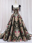 Vintage Print Floral Straps Prom Dresses