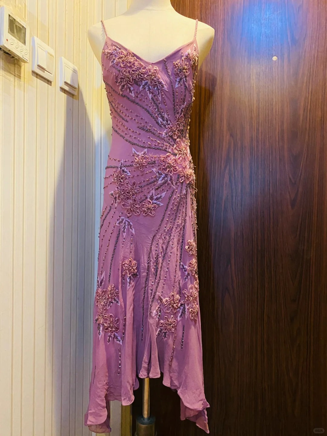 Vintage Purple Sequined Beaded 3D Floral Chiffon Prom Dresses Evening Dresses Secondary image
