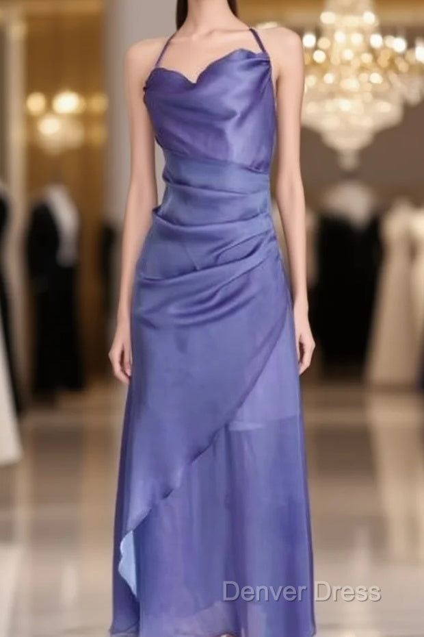 Vintage Sheath Halter Lilac Ankle Length Prom Dresses Birthday Outfits Main image