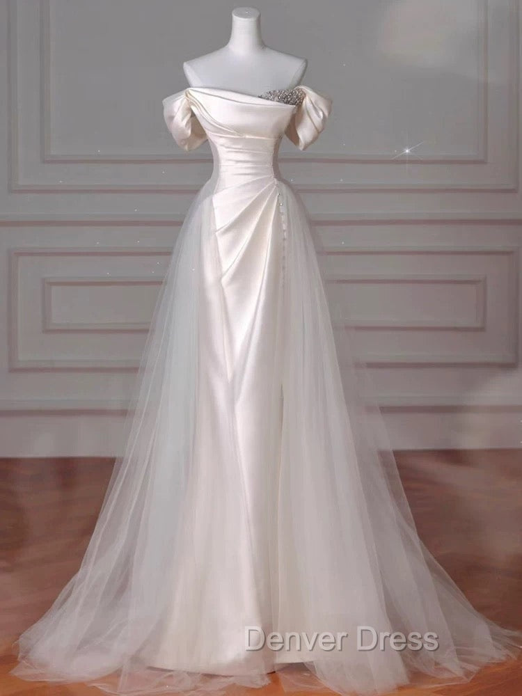 Vintage Sheath Off The Shoulder Satin Long Prom Dresses Party Evening Dresses Secondary image