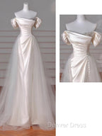 Vintage Sheath Off The Shoulder Satin Long Prom Dress