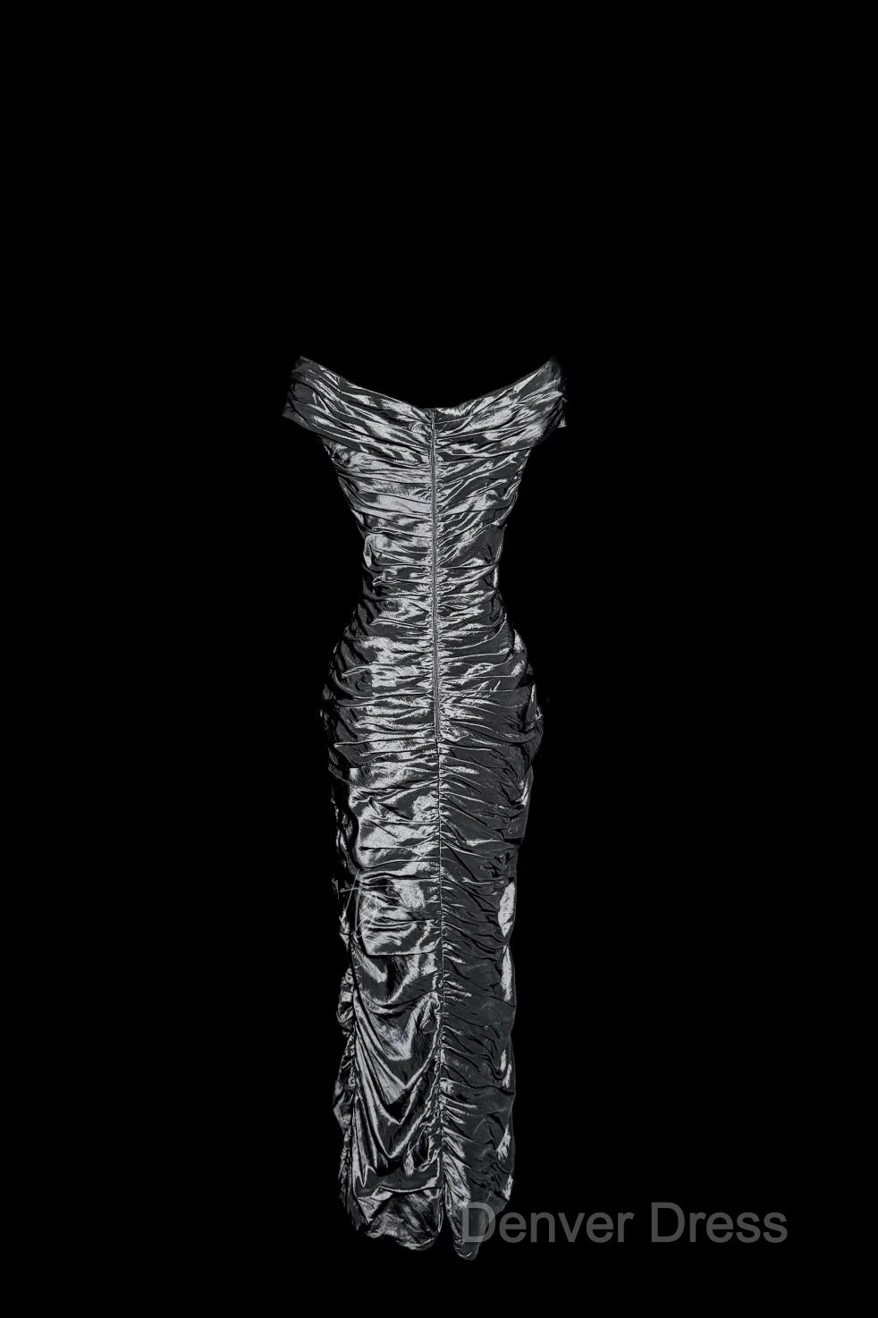 Vintage Sheath Off The Shoulder Silver Gray Sleeveless Long Prom Gown Fairy Prom Dresses Secondary image