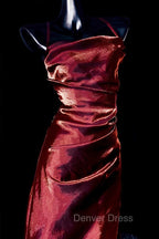 Vintage Sheath Spaghetti Straps Burgundy Ankle Length Prom Dresses Birthday Outfits