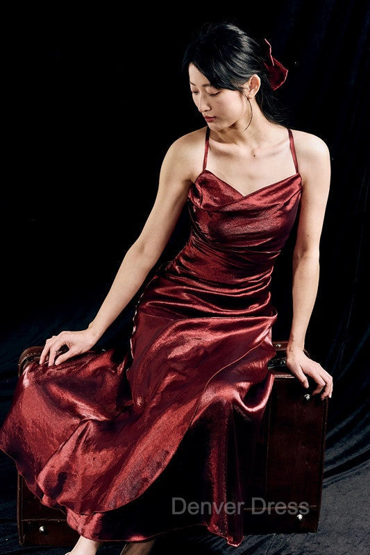 Vintage Sheath Spaghetti Straps Burgundy Ankle Length Prom Dresses Bir Denver Dress Vintage Sheath Spaghetti Straps Burgundy Ankle Length Prom Dresses Bir Denver Dress