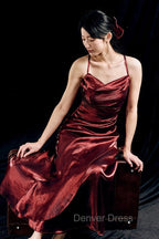 Vintage Sheath Spaghetti Straps Burgundy Ankle Length Prom Dresses Birthday Outfits