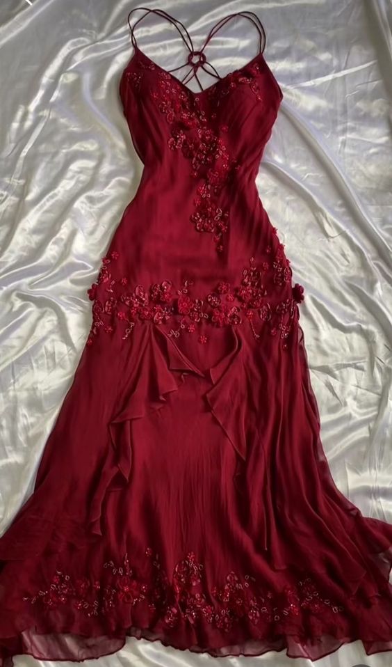 Vintage Sheath Spaghetti Straps Burgundy Long Prom Dress With Beads Main image