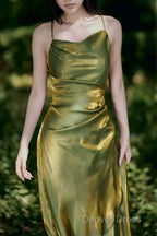 Vintage Sheath Spaghetti Straps Green Shiny Prom Dresses Birthday Outfits