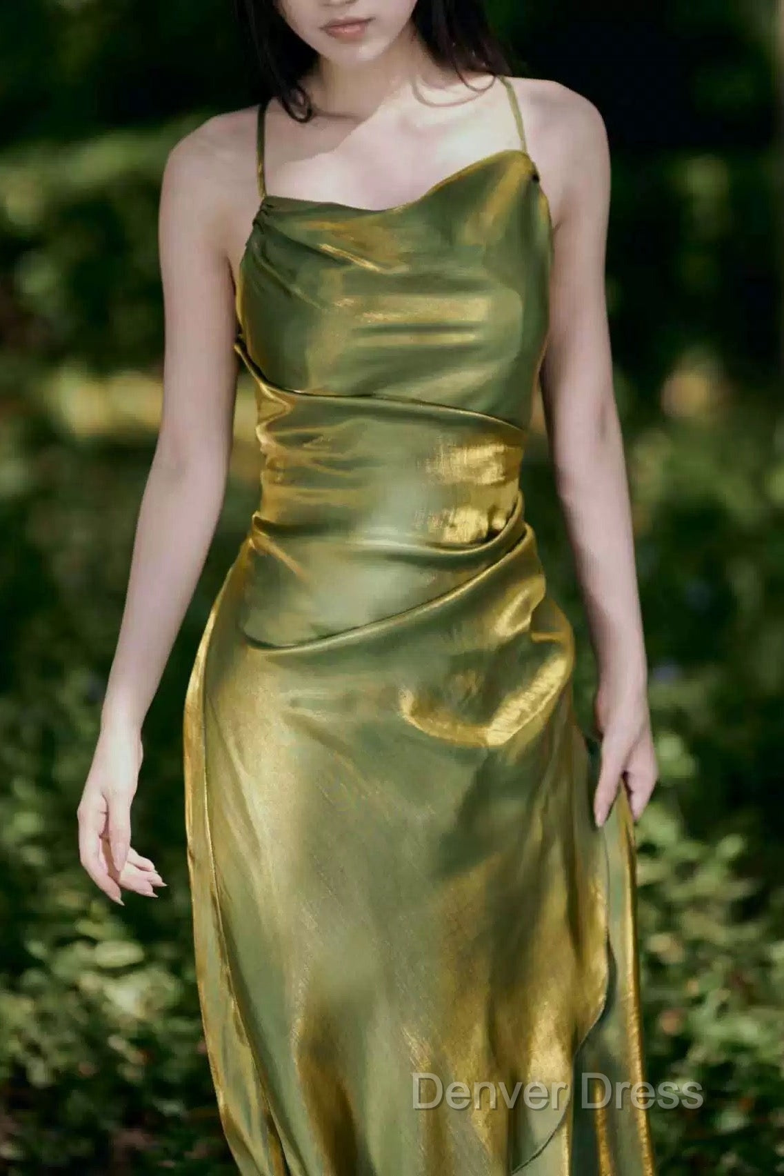 Vintage Sheath Spaghetti Straps Green Shiny Prom Dresses Birthday Outfits