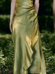 Vintage Sheath Spaghetti Straps Green Shiny Prom Dresses Birthday Outfits