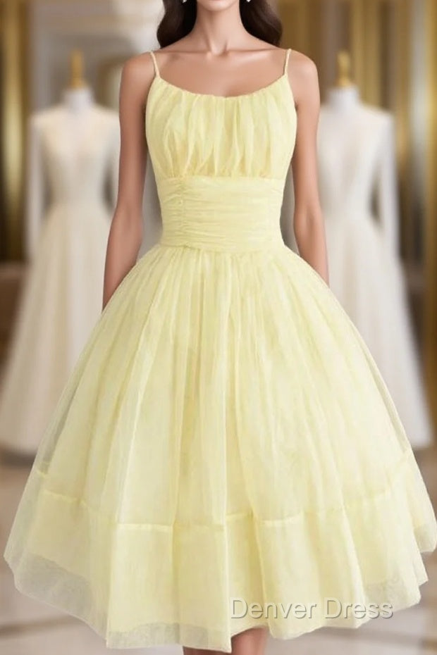 Vintage Short Yellow Chiffon Homecoming Dresses Main image