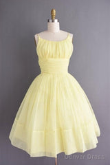 Vintage Short Yellow Chiffon Homecoming Dress