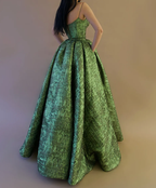 Vintage Spaghetti Straps Green Prom Dress Long Prom Dresses